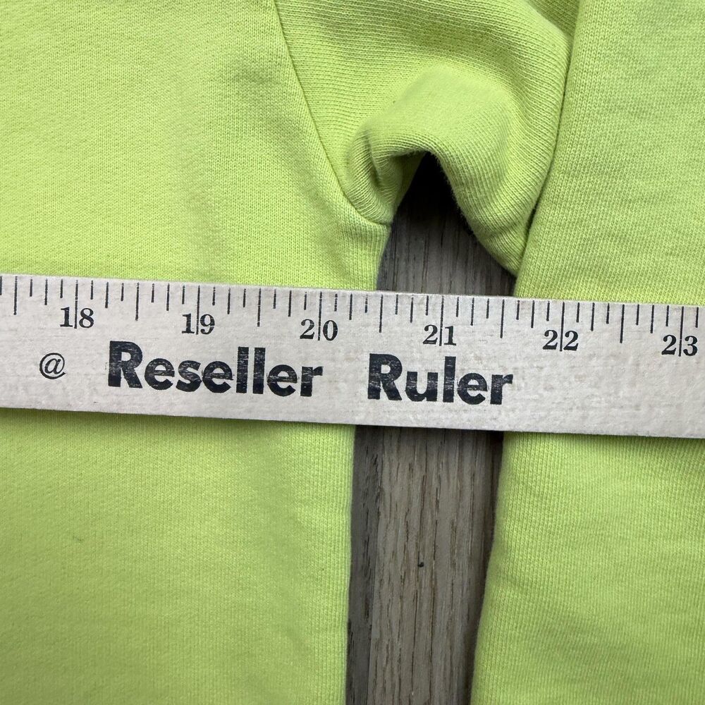 A.P.C. Hoodie Mens Large Lime Green Organic Cotton Logo Fleece Pullover - Picture 9 of 11